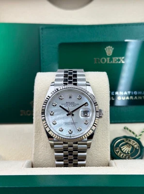 Rolex Datejust 36 mm MOP madreperla diamante estriado jubileo conjunto completo 126234 Foto 1 de 4