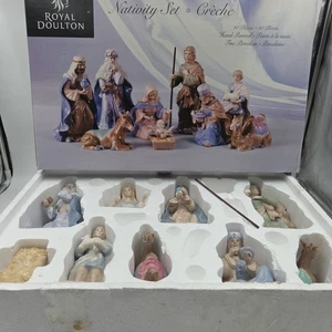Royal Doulton Porcelain Nativity Set 10 Pc Hand Painted Christmas Figures w Box - Picture 1 of 24