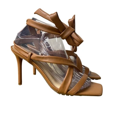 Tacones de aguja Aldo imitación cuero punta abierta cuadrada con cordones marrón talla 9 Foto 1 de 4