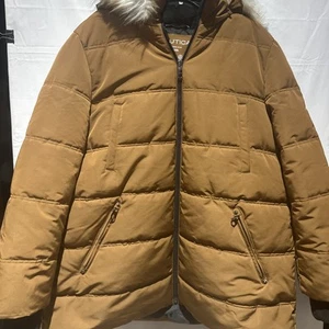 Chaqueta acolchada Nautica para mujer 2XL marrón tostado parka imitación piel capucha cremallera invierno - Imagen 1 de 10