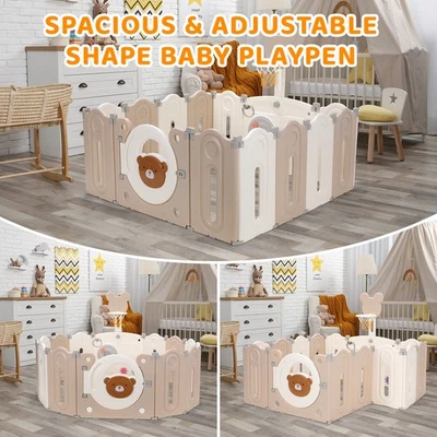 14 Panel Playpen Baby Kids Playpen Barrier Screen Playpen Foldable - Image 1 of 4