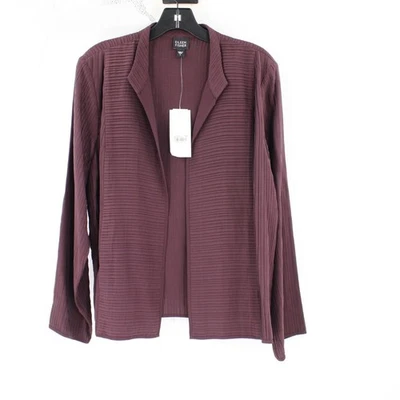 NEW Eileen Fisher Jacket Womens Large georgette Silk Mandarin Collar Open Front - Image 1 of 4