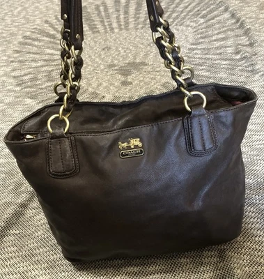 Bolso de hombro mediano COACH MADISON 20466 de cuero marrón cadena Lux Foto 1 de 4