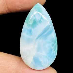 62.20 Cts Natural Larimar 39x22mm Pear Loose Pendant Size Huge Cabochon Gemstone - Picture 1 of 8