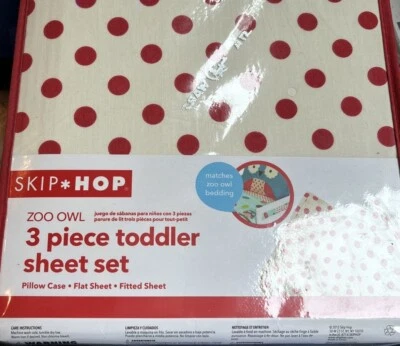 NUEVO Juego de sábanas Skip Hop ZOO OWL 3 piezas para niños pequeños ~ puntos rojos Nuevo en paquete Foto 1 de 2