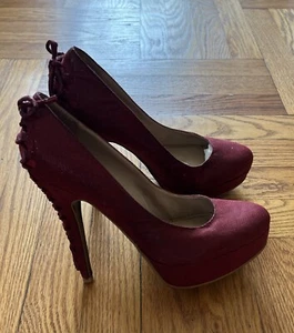 RACHEL Rachel Roy Red Kaytee Platform Lace Up Detail Corset Heel Pump Size 8 - Picture 1 of 5