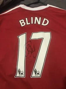 Daley Blind Manchester United Hand Signed 2015/16 Shirt ADIDAS Red Devils - Foto 1 di 9