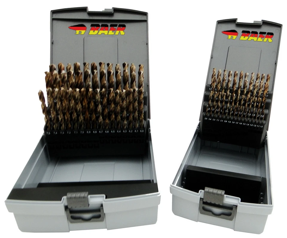 BAER Spiralbohrer Set 1 - 10 x 0,1 mm Edelstahlbohrer HSSE/VA Metallbohrer - Bild 1 von 1