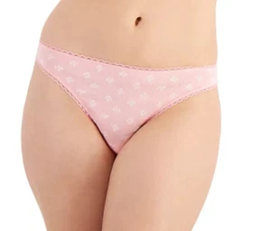 Charter Club Lace Trim Dandelion Cotton Thong Size L/XL/XXL -Pink- - Picture 1 of 10