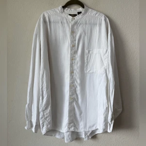 Structure Le Collezioni Men’s 100% Linen Shirt XL Band Collar Button-Up Preppy - Picture 1 of 6