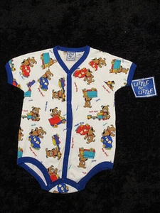 Vtg 1990's LITTLE BY LITTLE Outfit Boys 18 mos One-piece Romper Puppies S/S NWT - Picture 1 of 10