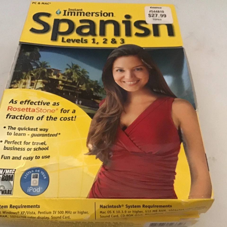 Instant Immersion Spanish Levels 1 2 & 3 for Mac and PC 9 Discs of Learning