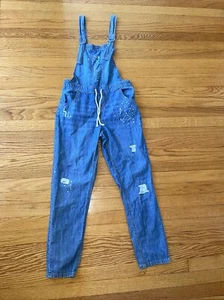 Justice Girls Overalls Size 16 Denim Boho Casual - Picture 1 of 16