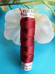 676BBIS Superb Coil Drawstring Silk Natural " Flora " Burgundy Zwicky N°672 - Picture 1 of 2