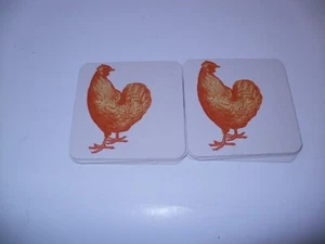 10 Handcrafted Letterpress Coasters with Orange Roosters by Sugarcube Press NIB - Picture 1 of 3