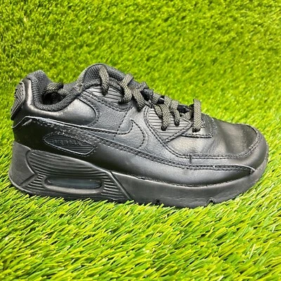 Nike Air Max 90 Niños Talla 1Y Triple Negro Informal Cuero Zapatos Tenis Foto 1 de 4
