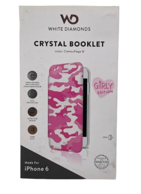 Белые бриллианты кристалл буклет чехол Girly издание для iPhone 6, розовый/белый камуфляж - Изображение 1 из 4