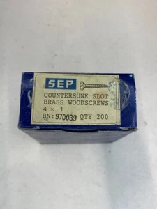 Box Brass Countersunk Screws 1" x 4 Woodscrews Slotted Head Full Box of 200 - Picture 1 of 24
