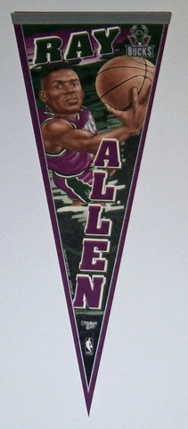1997 Ray Allen Milwaukee Bucks pennant caricature HOFer rare Cover