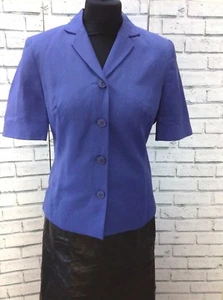 Chaqueta de mezcla de lino monzón púrpura manga corta talla 10 - Imagen 1 de 5