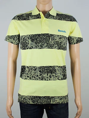New Bench Mens Size S M Yellow Black Short Sleeve Polo Shirt Top  - Image 1 of 4