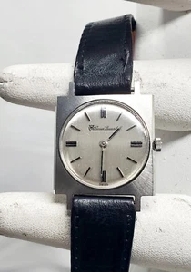 70's Lucien Piccard Square Manual Watch Men's Stainless Steel 83614 Windup Works - Picture 1 of 12