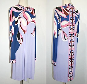EMILIO PUCCI Heliconia Print Long Sleeve Dress in NAVY sz US M / IT 44 $1225 - Picture 1 of 12