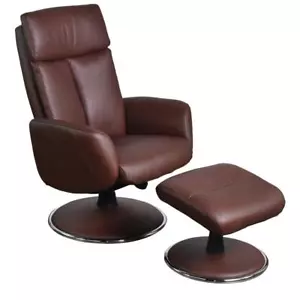 The Dakota Swivel Recliner Chair in Chestnut Genuine Leather and Match base. - Picture 1 of 4