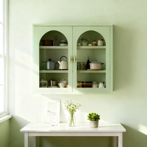 Medizinschrank 3-stufig, Metallhängeschrank mit Glastüren für Wohnzimmer - Bild 1 von 7