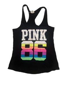 PINK Victoria Secret Shirt Y2K 2011 Black Tank Top Size Small Racerback - Picture 1 of 2