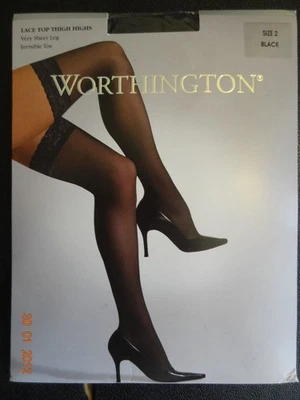 Top de encaje Worthington hasta los muslos punta invisible muy transparente NEGRO talla 2 NUEVO $9 Foto 1 de 2