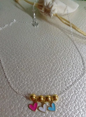 Collana a maglia sottile Argento 925 con Cuoricini Smaltati💙 LuaCreazioni 💙 - Immagine 1 di 4