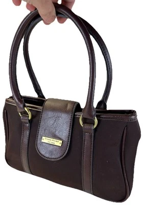 Antiga Bolsa de Couro Etienne Aigner Marrom Lona Pequena Mini Bolsa Satchel Acabamento Marrom - Imagem 1 de 4