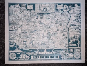 1974 Keep Oregon grün 14,5 x 11,5 kleines Poster Vintage Brandschutz - Bild 1 von 6