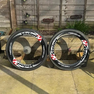 Vision Metron 81 Carbon Wheel Set Tubular Stunning Carbon Hubs Aero TT Triathlon - Picture 1 of 16