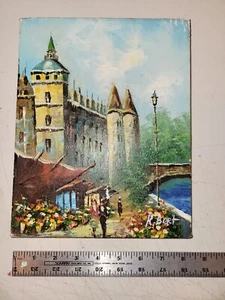 K. Burt Signed Oil painting Paris Market Place Scene - Picture 1 of 4