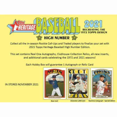2021 Topps Heritage High Number Baseball Hobby Box Factory Sealed 21TOBH-HI - Image 1 of 4