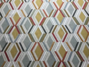 JANE CHURCHILL CURTAIN FABRIC ‘LUNA’ 2.7M OCHRE/GREY - LINEN BLEND - Picture 1 of 4