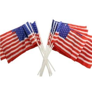 12 bandiere statunitensi 6""x8"" bandiera americana Stati Uniti bandiera a strisce stelle con palo di plastica - Foto 1 di 3