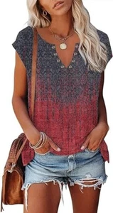ETCYY NEW Women's Sz XL Cap Sleeve Tank Top Casual T-Shirt Loose Fit Basic Shirt - Picture 1 of 1