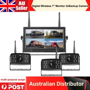 Digital Wireless 7" QUAD Monitor Splitscreen Parking Rearview Camera DVR 12V 24V - Picture 1 of 12