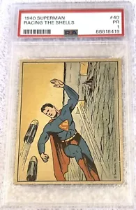 1940 SUPERMAN RACING THE SHELLS #40 PSA 1 POOR RARE ISSUE GUM INC. GRADED - Picture 1 of 4