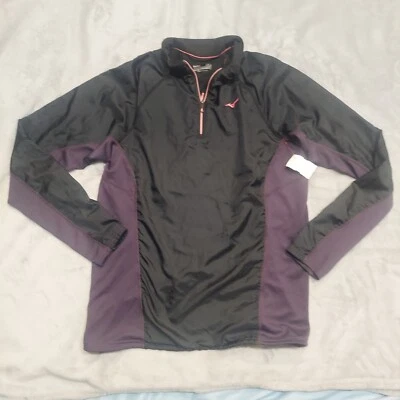 Женский топ Mizuno 1/4 молнии пуловер длинным рукавом производительности фиолетовый черный XL - Изображение 1 из 4