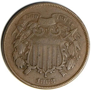 1868 Two Cent Piece - Picture 1 of 2