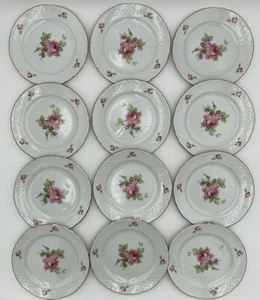 Vintage Schumann Arzberg Bavaria Germany Peach Rose 7.5” Salad Plates Set Of 12 - Picture 1 of 7
