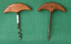 Paar Alte Korkenzieher Tire-Bouchon Korkenzieher IN Holz Und Ferro. N°II64 - Bild 1 von 5