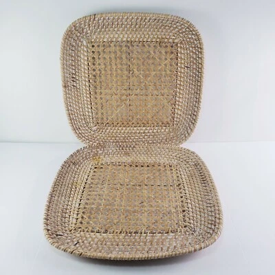 Cargadores colgantes de pared vintage de bastón de ratán tejido cuadrado blanco lavado granja boho Foto 1 de 4