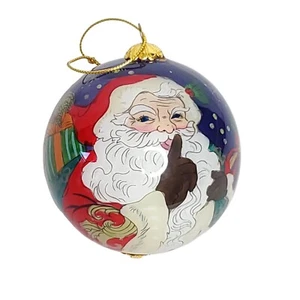 Santa Reverse Painted Glass Ball Ornament Toy Soldier Teddy Bear Nutcracker - Picture 1 of 6