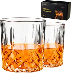 Whiskey Glasses Set of 2, 10 OZ Old Fashioned Glass, Whiskey Glasses in Bar and - Picture 1 of 11