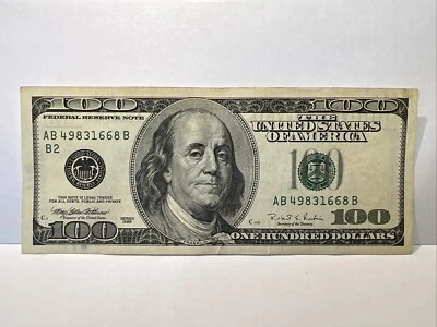 Series 1996 ~ US One Hundred Dollar Bill $100 ~ New York ~ AB 49831668 B - Image 1 of 2